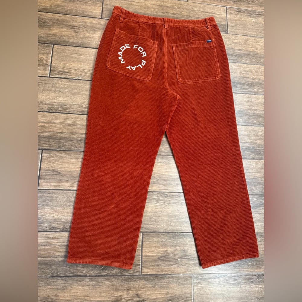 Paterson Wide Leg Rust Orange Corduroy Skate Pants —Men’s Size 36